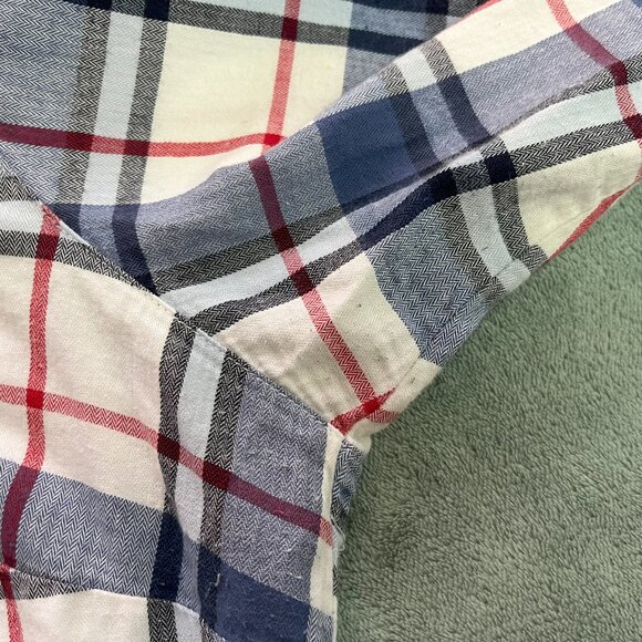 Columbia Flannel Womens XL Red White Blue Plaid Drawstring Button Up Hoodie - Picture 13 of 13